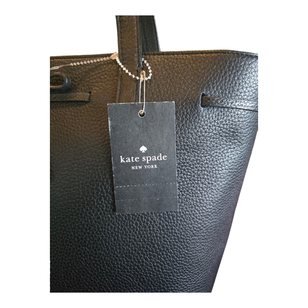 Kate Spade WKRU6244 Hayes Street Black Pebbled Leather with Bow Tassel Bag Purse - Picture 2 of 12